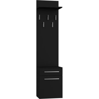 HUCOCO Vioni - Modern wardrobe with hooks & drawer - Black HUCOCO Vioni - Modern wardrobe with hooks & drawer - Black