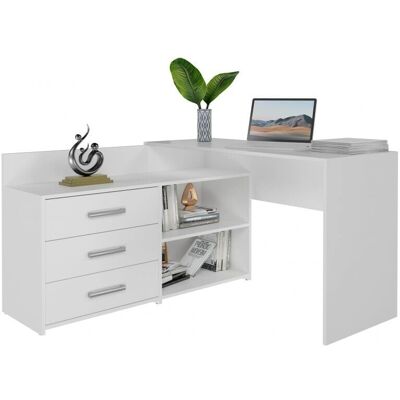 TOPESHOP MOLINE - Escritorio esquinero con almacenaje - 3 cajones + 2 estantes - 120x50x76 cm TOPESHOP MOLINE - Escritorio esquinero con almacenaje - 3 cajones + 2 estantes - 120x50x76 cm