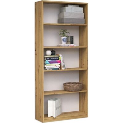 Hucoco Florence - Bibliothèque moderne - 4 étagères - 182x60x30 - Design simple - Chêne - Mobilier - Publicité Hucoco Florence - Bibliothèque moderne - 4 étagères - 182x60x30 - Design simple - Chêne - Mobilier - Publicité