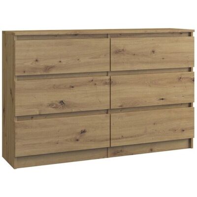 Hucoco Milan - Commode moderne 6 tiroirs - Style scandinave - Chêne - Publicité Hucoco Milan - Commode moderne 6 tiroirs - Style scandinave - Chêne - Publicité