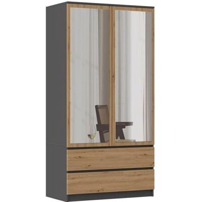 TOPESHOP TURIN - Modern 2-Door Wardrobe with Mirror - 90x50x180 TOPESHOP TURIN - Modern 2-Door Wardrobe with Mirror - 90x50x180