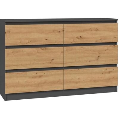 TOPESHOP Milan - Comò moderno - 6 cassetti - 120x30x77cm - Stile scandinavo TOPESHOP Milan - Comò moderno - 6 cassetti - 120x30x77cm - Stile scandinavo