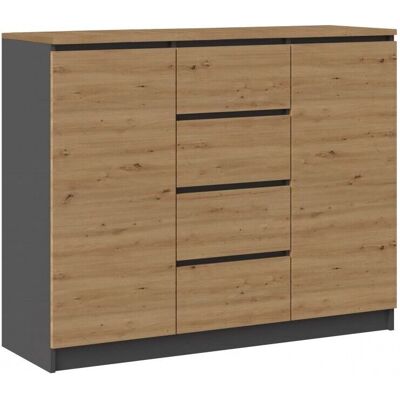 Topeshop Parme 120 - Commode 2 portes + 4 tiroirs - Publicité Topeshop Parme 120 - Commode 2 portes + 4 tiroirs - Publicité