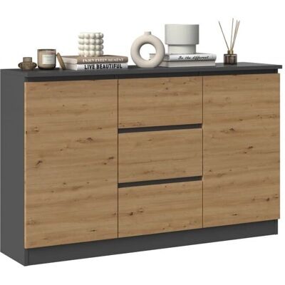 TOPESHOP Cazar - Cómoda de 2 puertas + 3 cajones - 75x120x30 - Europa TOPESHOP Cazar - Cómoda de 2 puertas + 3 cajones - 75x120x30 - Europa