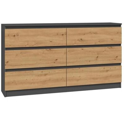 TOPESHOP Aster - Cómoda grande para dormitorio, salón, oficina - 6 cajones - 138x40x77cm - Estilo escandinavo TOPESHOP Aster - Cómoda grande para dormitorio, salón, oficina - 6 cajones - 138x40x77cm - Estilo escandinavo