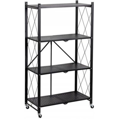 TOPESHOP Basike - Carro de almacenamiento - 4 estantes - Mueble metálico plegable TOPESHOP Basike - Carro de almacenamiento - 4 estantes - Mueble metálico plegable