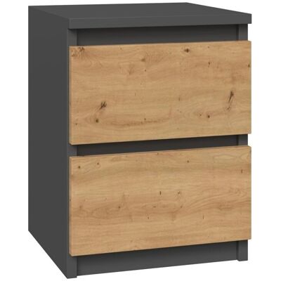 HUCOCO Aster - Table de nuit - 30x30x40 cm - 2 tiroirs - Meubles de chambre - Publicité HUCOCO Aster - Table de nuit - 30x30x40 cm - 2 tiroirs - Meubles de chambre - Publicité