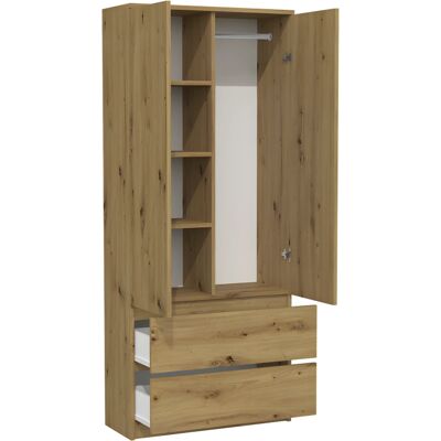 HUCOCO TORINO Armoire moderne - 2 portes + tiroirs - Chambre - Publicité HUCOCO TORINO Armoire moderne - 2 portes + tiroirs - Chambre - Publicité