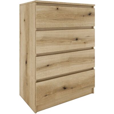 Hucoco Aster T4 - Cómoda moderna de 4 cajones - Estilo escandinavo - Imitación madera Hucoco Aster T4 - Cómoda moderna de 4 cajones - Estilo escandinavo - Imitación madera