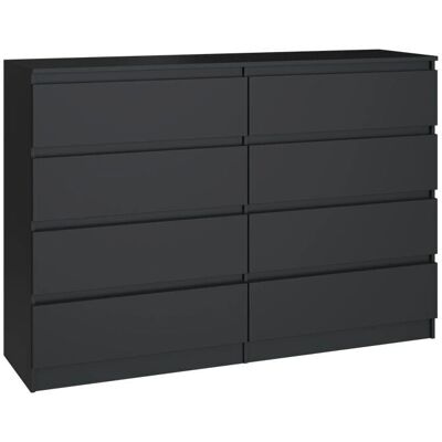 HUCOCO Milano Cómoda Moderna - 8 Cajones - Negro HUCOCO Milano Cómoda Moderna - 8 Cajones - Negro