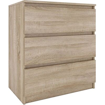 HUCOCO Aster T3 - Commode 3 tiroirs Style Scandinave - 70x40x77cm - Publicité HUCOCO Aster T3 - Commode 3 tiroirs Style Scandinave - 70x40x77cm - Publicité