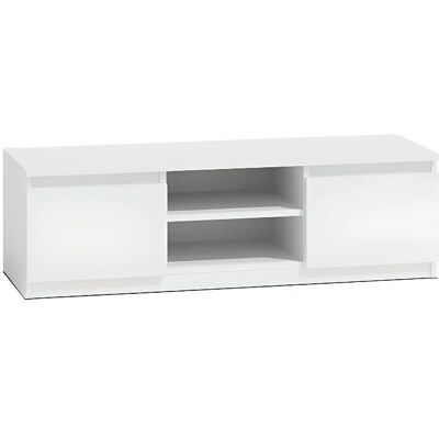 HUCOCO Tivoli - Meuble TV blanc moderne avec 2 portes et tiroirs - 40x120x36 - Publicité HUCOCO Tivoli - Meuble TV blanc moderne avec 2 portes et tiroirs - 40x120x36 - Publicité