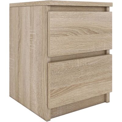 Mesita de noche HUCOCO T2 - Moderna con 2 cajones - 40x30x30cm - aspecto madera Mesita de noche HUCOCO T2 - Moderna con 2 cajones - 40x30x30cm - aspecto madera