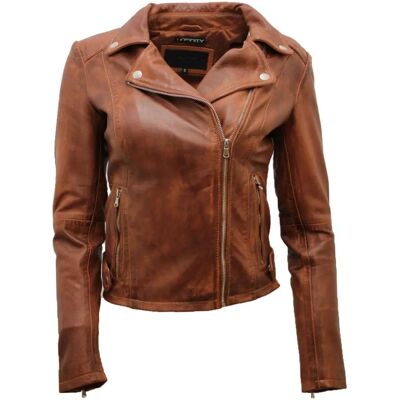 Infinity Leather Dames Brando Tan Leren Fitted Biker Jasje - Leren Biker Jack Infinity Leather Dames Brando Tan Leren Fitted Biker Jasje - Leren Biker Jack