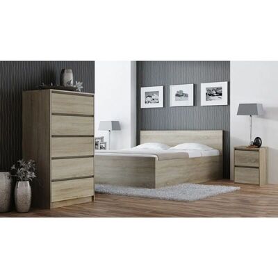 Hucoco Iris T2 - Nightstand with 2 Drawers - Wood Look - Sonoma Hucoco Iris T2 - Nightstand with 2 Drawers - Wood Look - Sonoma