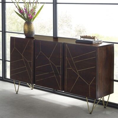 Dark Gold - Extra Large - Solid Mango Wood - 3 Drawers - 2 Doors - sideboard Dark Gold - Extra Large - Solid Mango Wood - 3 Drawers - 2 Doors - sideboard