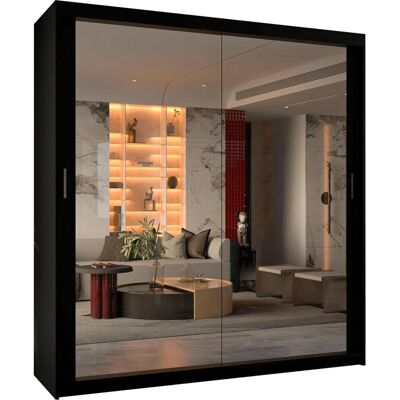 MN Furniture Houston Sliding Door Wardrobe - Black - 180cm - Wardrobe MN Furniture Houston Sliding Door Wardrobe - Black - 180cm - Wardrobe