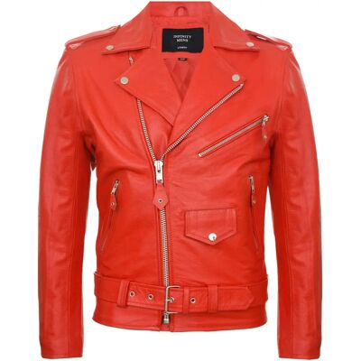 Infinity Leather Heren Runderhuid Rode Brando Jas - 4XL Infinity Leather Heren Runderhuid Rode Brando Jas - 4XL