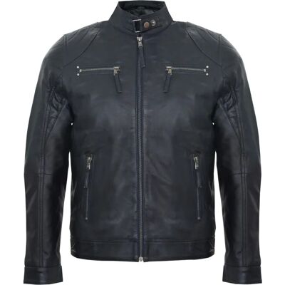Infinity Leather Navy Blue Leder Motorradjacke - S Infinity Leather Navy Blue Leder Motorradjacke - S