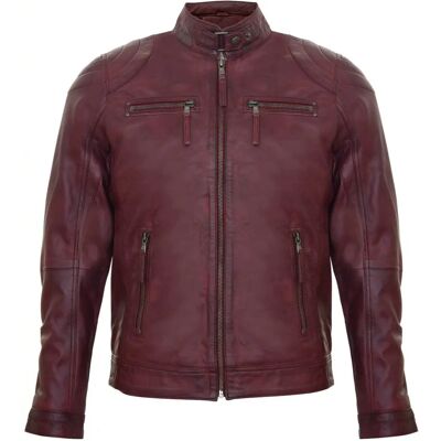 Infinity Leather Burgundy Leather Zipped Biker Jacket - Leather Biker Jacket Infinity Leather Burgundy Leather Zipped Biker Jacket - Leather Biker Jacket