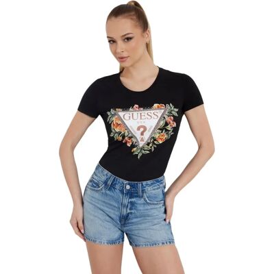 Guess Zwart katoenen T-shirt - Vrouw Guess Zwart katoenen T-shirt - Vrouw