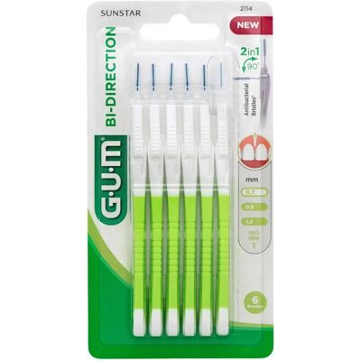 GUM Kaksisuuntainen väliharja - 0,7mm - 6 kpl GUM Kaksisuuntainen väliharja - 0,7mm - 6 kpl