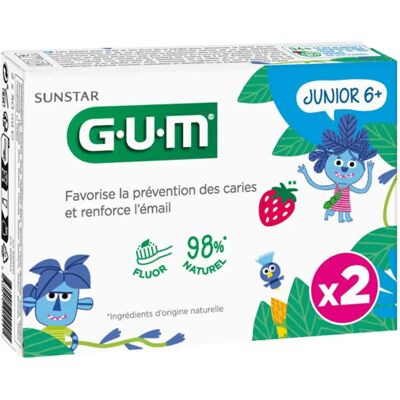 GUM Junior Gel Dentífrico 6+ Años - Flúor, Purpurina, Seguro para Niños GUM Junior Gel Dentífrico 6+ Años - Flúor, Purpurina, Seguro para Niños