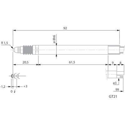 TESA - GT21 - 0.63N - 4.3mm course - Sonde tactile linéaire TESA - GT21 - 0.63N - 4.3mm course - Sonde tactile linéaire