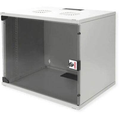 Roline 9U Wall Mount Rack - Steel, Glass Door Roline 9U Wall Mount Rack - Steel, Glass Door