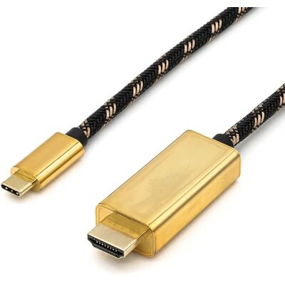 Roline USB-C auf HDMI Adapterkabel 4K 60Hz - Schwarz & Gold - 1m - Grafikkarten Adapter Roline USB-C auf HDMI Adapterkabel 4K 60Hz - Schwarz & Gold - 1m - Grafikkarten Adapter