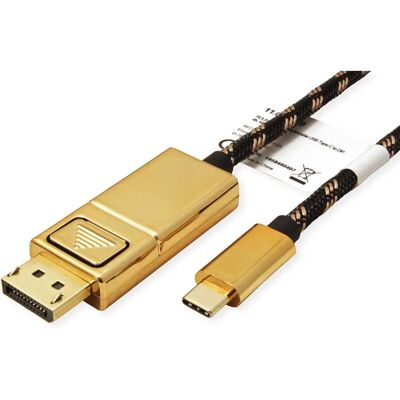 Cavo adattatore Roline USB-C / DisplayPort - 1m 4K Nero, Oro Cavo adattatore Roline USB-C / DisplayPort - 1m 4K Nero, Oro