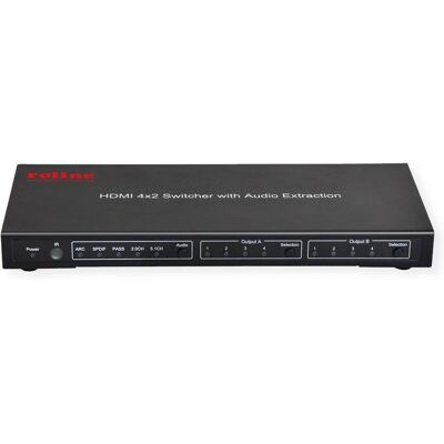 Interruptor de matriz HDMI 4K ROLINE - 4x2, con control remoto Interruptor de matriz HDMI 4K ROLINE - 4x2, con control remoto