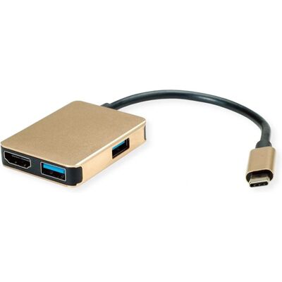 Roline 12.02.1120 Station d'accueil pour ordinateur portable - USB 3.2 Gen 1, HDMI 4K, Or Roline 12.02.1120 Station d'accueil pour ordinateur portable - USB 3.2 Gen 1, HDMI 4K, Or