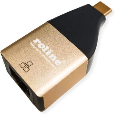 ROLINE USB-C zu Gigabit Ethernet Konverter - Schwarz, Gold ROLINE USB-C zu Gigabit Ethernet Konverter - Schwarz, Gold