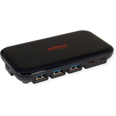 Roline USB Hub - USB 3.2 Gen 2, 7 Ports, Black Roline USB Hub - USB 3.2 Gen 2, 7 Ports, Black