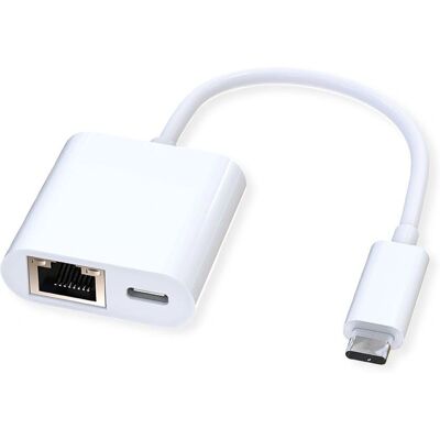 Roline USB 3.2 Gen 2 Type C to Gigabit Ethernet Adapter - White Roline USB 3.2 Gen 2 Type C to Gigabit Ethernet Adapter - White