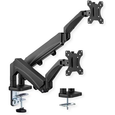 Bras double pour moniteurs VALUE - 32" Fixation murale & de bureau noir - Publicité Bras double pour moniteurs VALUE - 32" Fixation murale & de bureau noir - Publicité