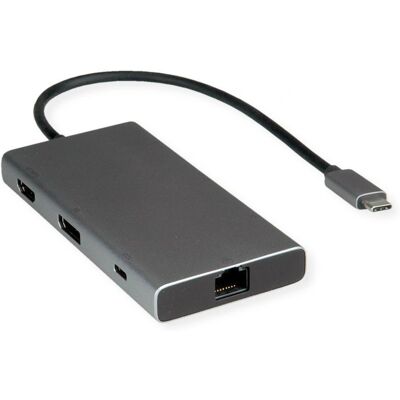 Value USB-C Dock HDMI+DP+GbE+ 2xA+ 1xC+ PD 4K60 - Laptop Dock - Schwarz, Grau Value USB-C Dock HDMI+DP+GbE+ 2xA+ 1xC+ PD 4K60 - Laptop Dock - Schwarz, Grau