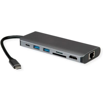 Roline 12021123 Dockingstation - 8K HDMI, USB 3.2, SD, Gigabit Ethernet - Grau Roline 12021123 Dockingstation - 8K HDMI, USB 3.2, SD, Gigabit Ethernet - Grau