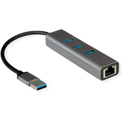 ROLINE USB 3.2 Gen 1 Ethernet Adapter & 3-Port Hub - Laptop Dock ROLINE USB 3.2 Gen 1 Ethernet Adapter & 3-Port Hub - Laptop Dock