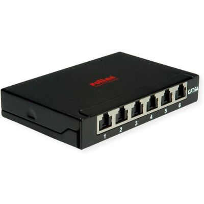 Roline Mini-Patchpanel - 6x RJ45, Cat.6a, Wandmontage Roline Mini-Patchpanel - 6x RJ45, Cat.6a, Wandmontage