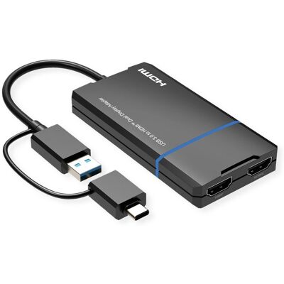 Value Laptop Dock - Dual HDMI 4K30 + 1080P - USB 3.2 Type-A/C - Schwarz Value Laptop Dock - Dual HDMI 4K30 + 1080P - USB 3.2 Type-A/C - Schwarz