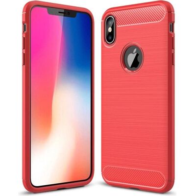 Custodia in silicone e gomma Cover-Discount aspetto metallo e carbonio - iPhone XS Max - Rosso Custodia in silicone e gomma Cover-Discount aspetto metallo e carbonio - iPhone XS Max - Rosso