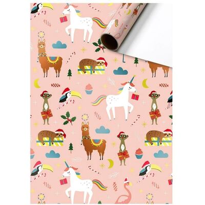 Stewo - Jay Pink Christmas Animals Roll Wrap - Geschenkpapier Stewo - Jay Pink Christmas Animals Roll Wrap - Geschenkpapier