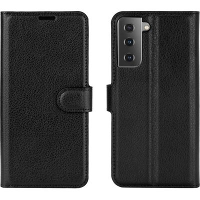 Cover-Discount - Galaxy S21 - Black - Leather - Custodia Cover-Discount - Galaxy S21 - Black - Leather - Custodia