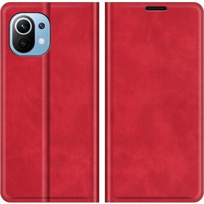 Cover-Discount - Xiaomi Mi 11 Lite - Rot - Leder - Phone Case Cover-Discount - Xiaomi Mi 11 Lite - Rot - Leder - Phone Case