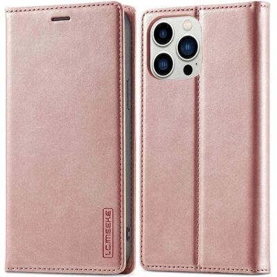 Cover-Discount - iPhone 14 Pro - Pink - Faux leather - Phone case Cover-Discount - iPhone 14 Pro - Pink - Faux leather - Phone case