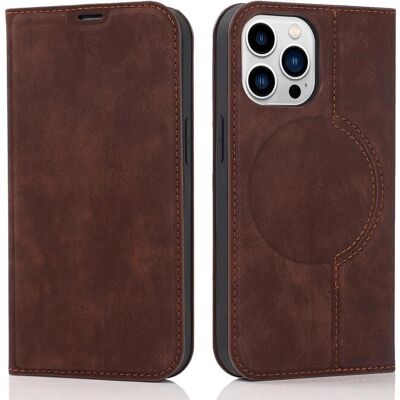 Cover-Discount iPhone 15 Pro - MagSafe Flip Case RFID dunkelbraun - Smartphone Hülle Cover-Discount iPhone 15 Pro - MagSafe Flip Case RFID dunkelbraun - Smartphone Hülle