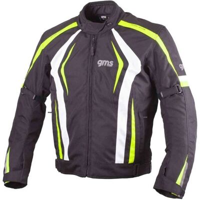 Giacca tessile per moto GMS Pace - Stampe riflettenti, colletto comodo, XL Giacca tessile per moto GMS Pace - Stampe riflettenti, colletto comodo, XL