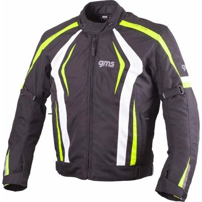 Giacca tessile per motociclette Gms Pace - Stampe riflettenti, inserto sulla schiena, colletto in microfibra - Giacca tessile motociclistica Giacca tessile per motociclette Gms Pace - Stampe riflettenti, inserto sulla schiena, colletto in microfibra - Giacca tessile motociclistica